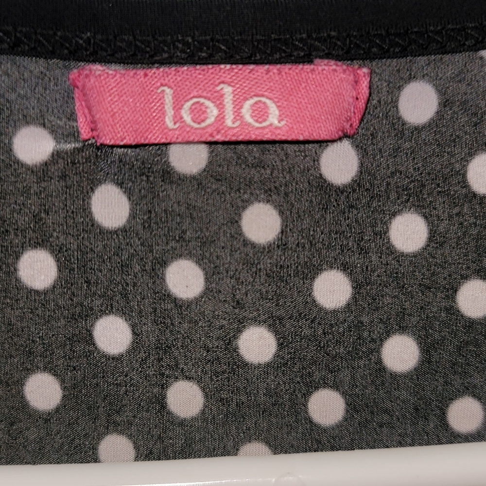 Lola Crop top V Neck  Black And white Polka Dot - Picture 2 of 10
